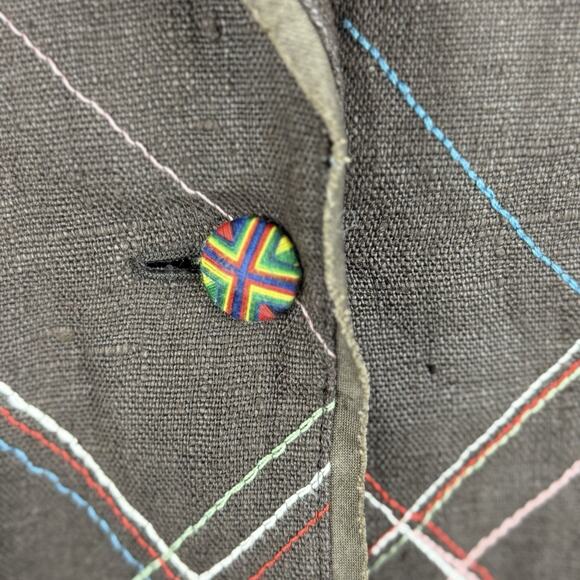 Moschino Cheap and Chic Women’s Blazer Size 6 Linen Stitched Plaid Vintage Boho - Picture 4 of 16